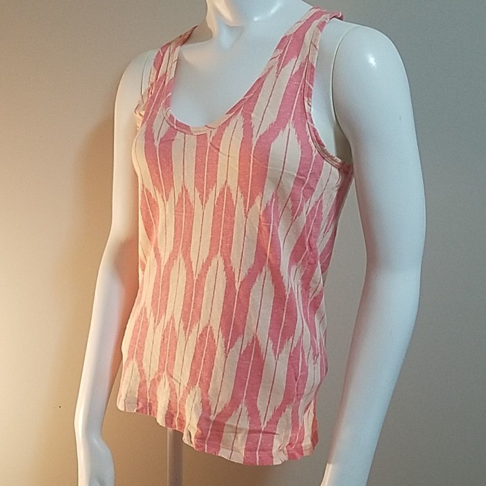 J. Crew Pink & Cream Arrow Patterned Tank Top (S)
